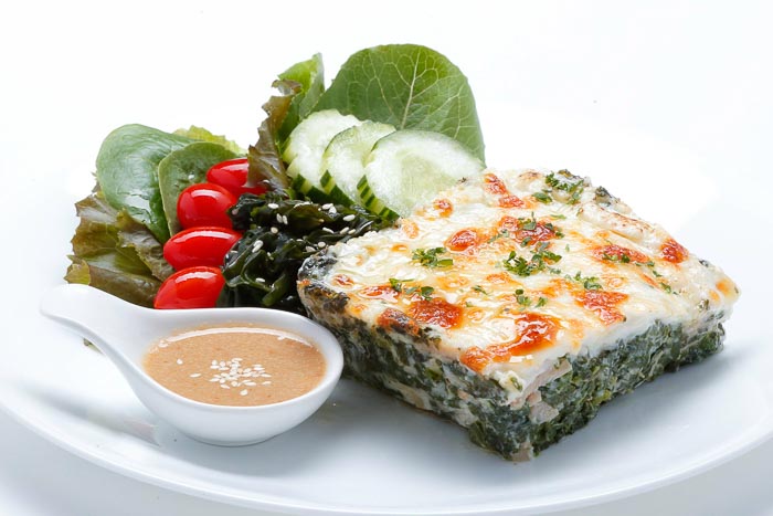 Baked Spinach w/ Cheese & Japanese Salad